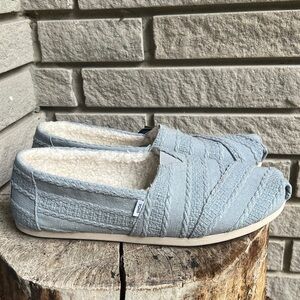 Toms Women’s Alpargata Stone Grey Cable Textured Woven/Faux Shearling